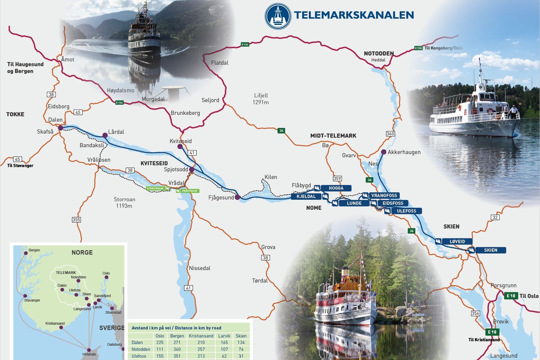Kart over telemarkskanalen